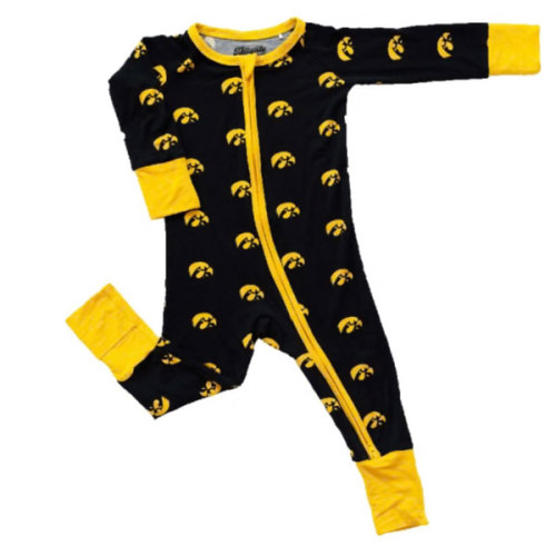 Iowa Hawkeyes BLACK Baby Double Zipper Romper Pajamas - 14980002