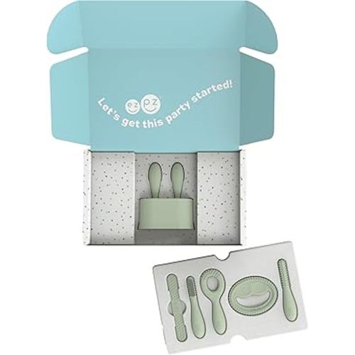 ezpz Kit 1: Prepare for Starting Solids (Sage) - Pre-Feeding Tools to Build Readiness for Starting Solids - Designed by a Pediatric Feeding Specialist - Shower Essentials & Gifts