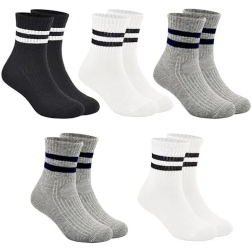 Boys & Girls Crew Socks - Cotton Athletic Socks, 5 Pairs (1-12 Years)
