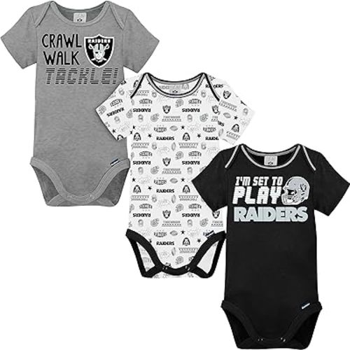 Gerber NFL unisex-baby Nfl Team 3 Pack Short Sleeve Onesie Bodysuit