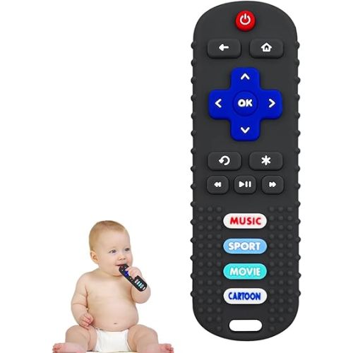 Baby Teether Toys - TV Remote Control Shape Silicone Toddler Teething Toys for Babies 6-12 Months
