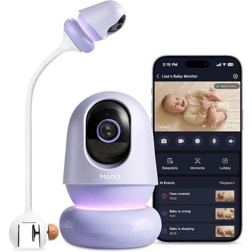 Monai Nest WiFi Baby Monitor with Camera and Audio, Portable, 8H Battery