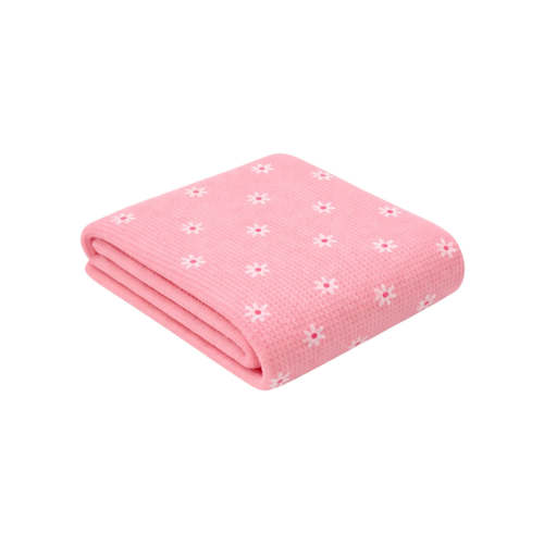 Organic Cotton Waffle Swaddle Blanket, Pink Flower