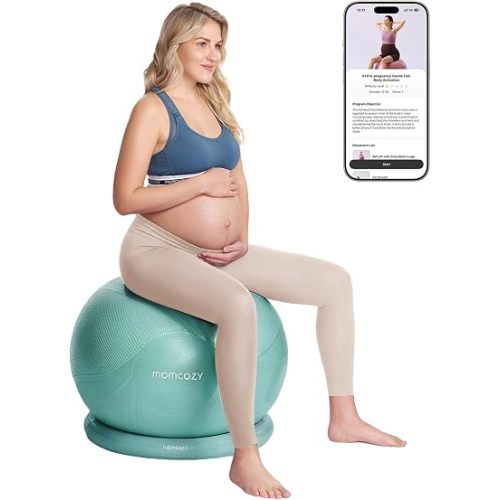 Momcozy BirthEase Pregnancy Ball Set, Birthing Yoga Ball with App Courses