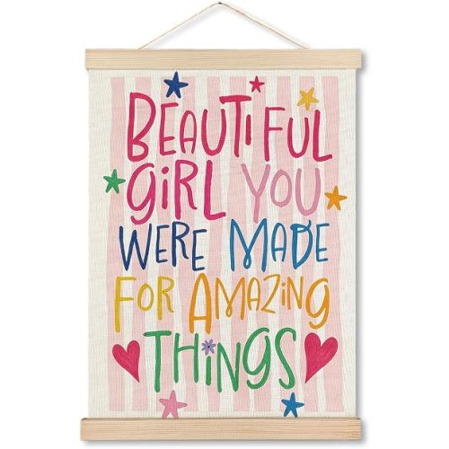 MHJFERGV Pink Girl Nursery Wall Art Poster, Trendy Pink Dopamine Motivational Inspirational Girl Power Canvas Wall Decor for Nursery Toddler Girls Room Bedroom Home, 12x16 Inches