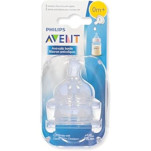 Philips AVENT Anti-Colic Nipple, Clear, Newborn (Pack of 2) (SCF421/27)