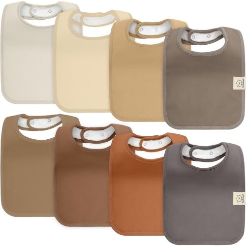 KeaBabies 8-Pack Organic Baby Bibs for Boys, Girls - Super Absorbent Cotton Drool Bibs for Baby Girl & Boy, Teething Toddler, Drooling Newborn, Ultra Soft & Machine Washable (Terracotta)