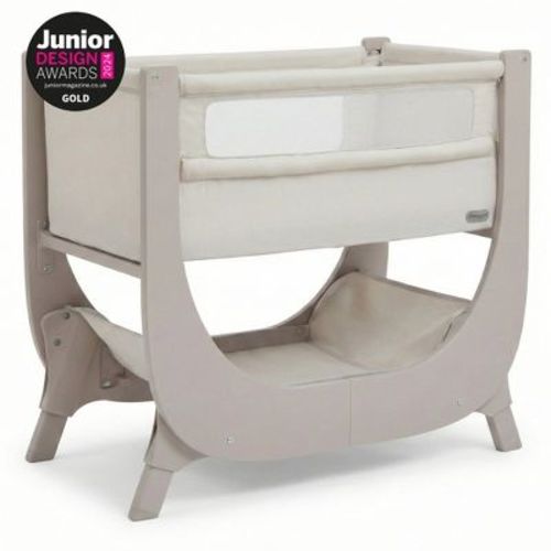 Shnuggle Air Lite Bedside Bassinet | Infant Crib | Height Adjustable Baby Bed with Mattress Taupe