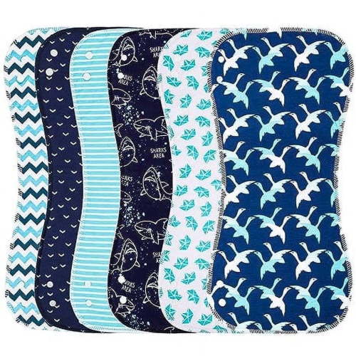 Benoxine 100% Cotton Ultra-Soft & Absorbent Baby Burp Cloths and Bibs, Large Size, 6 Pack