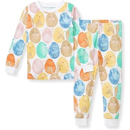 Burt's Bees Baby Girls' Pajamas, 2-Piece Long Sleeve Tee and Pants Organic Cotton PJ Set