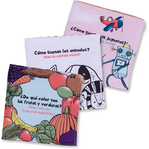 Bilingual Books for Babies | 3 Cloth Book Set Written in Spanish and English | Early Learning Sensory Development for Babies | Crinkle Touch | High Contrast Infant Toys For Early Development