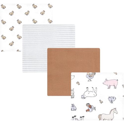 Hudson Baby Unisex Baby Cotton Flannel Receiving Blankets, Farm World, One Size