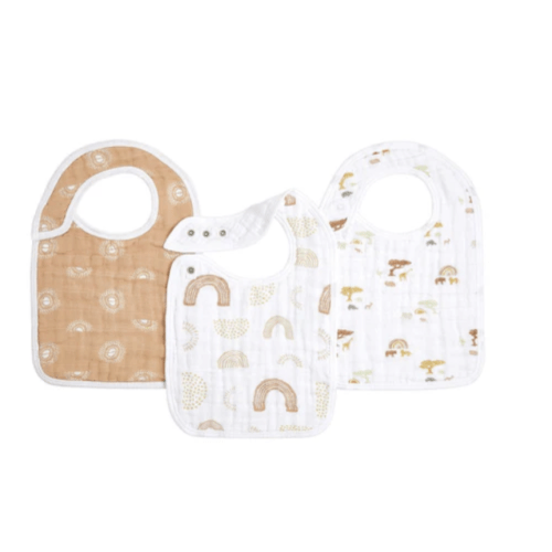 Keep Rising Cotton Muslin Snap Bibs 3pk | aden + anais