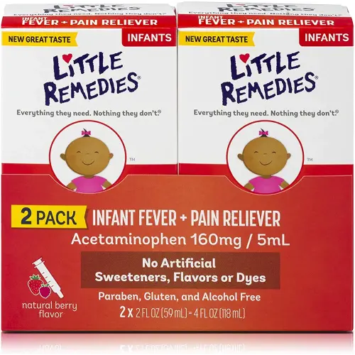 Little Remedies Infant Fever & Pain Reliever, Natural Berry Flavor, 2 Fl Oz (Pack of 2)