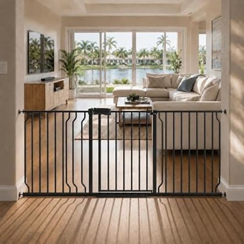 Foreng Extra Wide Baby Gate for Doorways 62.20"-71.65", 30.7" Tall, Pressure Mounted Dog Gate for Wide Doorways & Hallways, No Drill Walk-Through Safety Gate with Auto Close, One-Hand Open