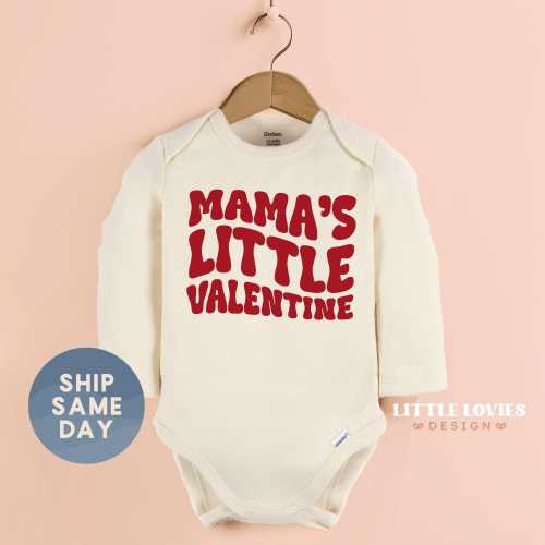 Mama's Little Valentine Onesie®, Newborn First valentine Gift From Mom, Mama's Boy Baby Bodysuit, Valentine Gift For Baby, (CA-VAL85)