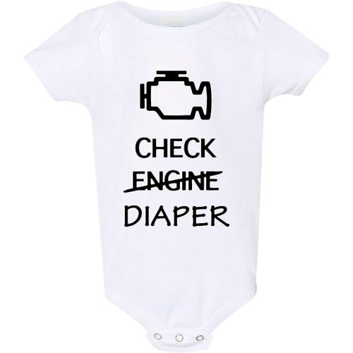 Freedomtees Check Diaper Funny Check Engine Car Baby Bodysuit Breastfeeding Baby shirt Funny Baby Clothes Funny Unisex Baby