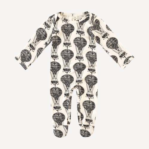 long sleeve lap neck footie | hot air balloons | bamboo – kate quinn