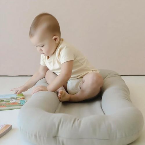 Infant Support Cushion - Baby Support Cushion for Newborn, 0-24 Months, Portable Tummy Time Mat for Home and Travel, Soft Cotton, Supervised Use, Baby Essentials Gift,(1 Lounger + 1 Cover)