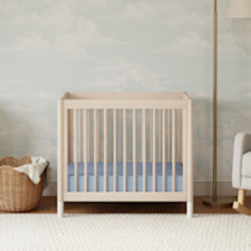 babyletto Gelato 4-in-1 Convertible Mini Crib - Washed Natural Finish With White Feet
