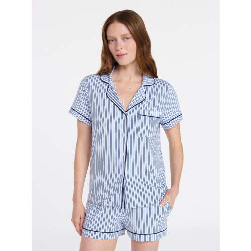 Joyspun Women's Dreamy Soft Collection Notch Top and Shorts Pajama Set, 2-Piece, Sizes XS-3X