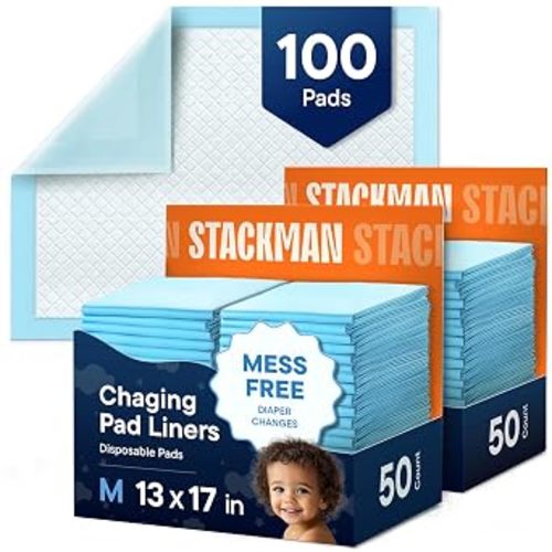Disposable Changing Pads [100-Pack] Diaper Pad for Baby, Puppy & Dog - Pee & Wee Underpads - Chux Potty Training Liner - Changing Table Cover - 17"x13" Leak-Proof Liners for Incontinence & Travel Use
