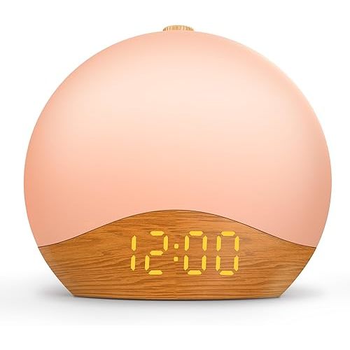 Sunrise Alarm Clock White Noise Sound Machine with 26 Soothing Sounds, 17 NightLights, Bluetooth Speaker, Wake Up Light Alarm Clock for Bedrooms, Heavy Sleepers, Ideal Gift for Baby, Kids, Seniors