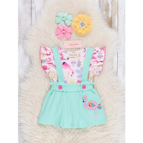 Flamingo Rainbow Skirtall Bubble