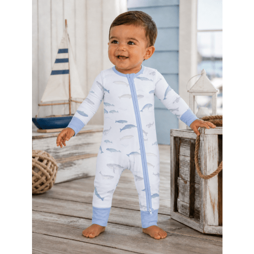 2-Way Zip Romper, Little Whales – SpearmintLOVE