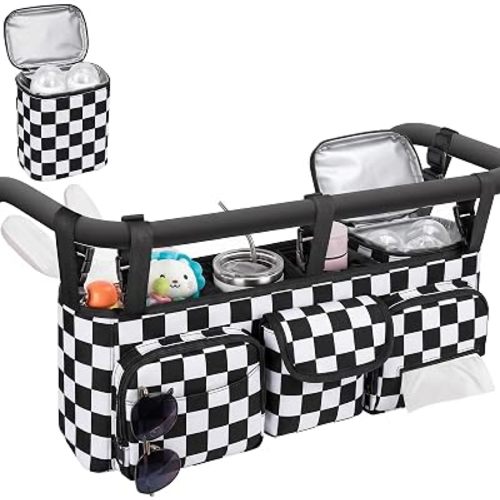 Double Stroller Organizer Compatible with Bob Duallie, with Cooler Bag