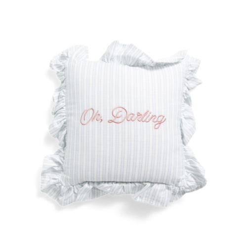 12x12 Oh Darling Embroidered Ruffle Pillow | Throw Pillows | Marshalls
