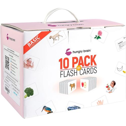 Hungry Brain High Contrast Baby Flash Cards 10-Pack for Babies Ages 3 Months to 6 Years | Montessori Visual Stimulation & Early Learning Cards | Educational Brain Development Cards for Infants