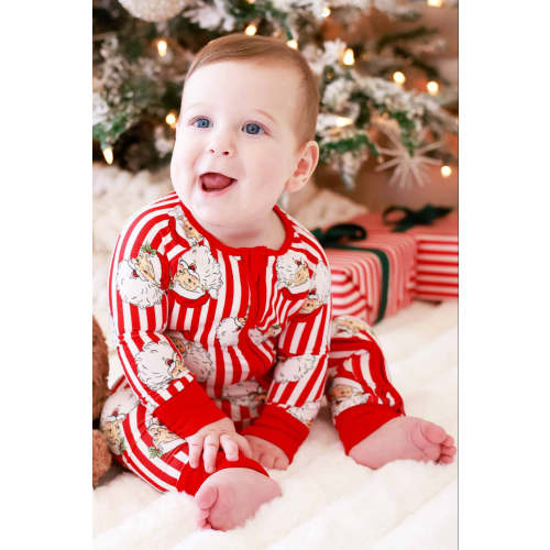 Christmas Convertible Bamboo Zip Romper | Santa Claus Lane