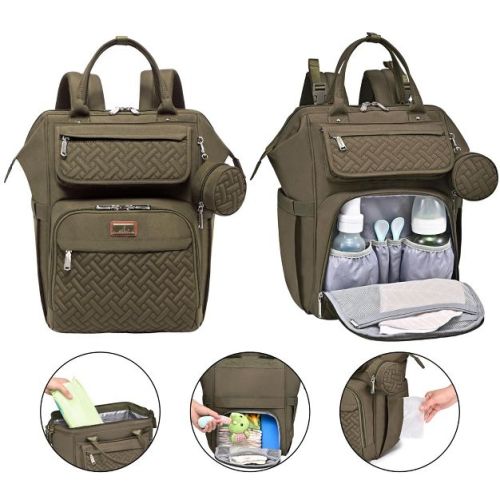 BabbleRoo Diaper Bag Backpack: Ultimate Baby Bag, Versatile Baby Diaper Bag for Modern Parents, Army Green, 1 pc
