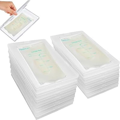 12 Pcs Clear Flat Breast Milk Freezer Storage Organizer Space Saving Breastmilk Storage Breastmilk Freezer Tray Breastfeeding Bag Organization, 7.87 x 4.72 x 0.67 in