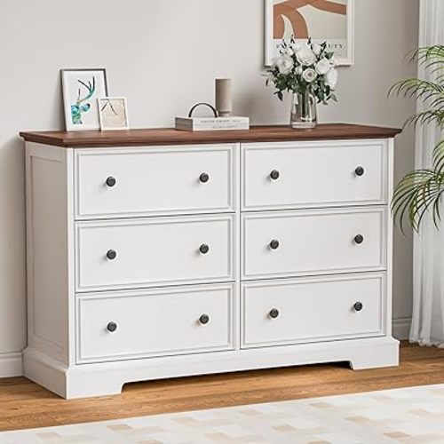 Zamildon's Dresser for Bedroom with Anti-Tip Device, White 5 Drawer Dresser with Handle for Bedroom Hallway Modern Chest of Drawers