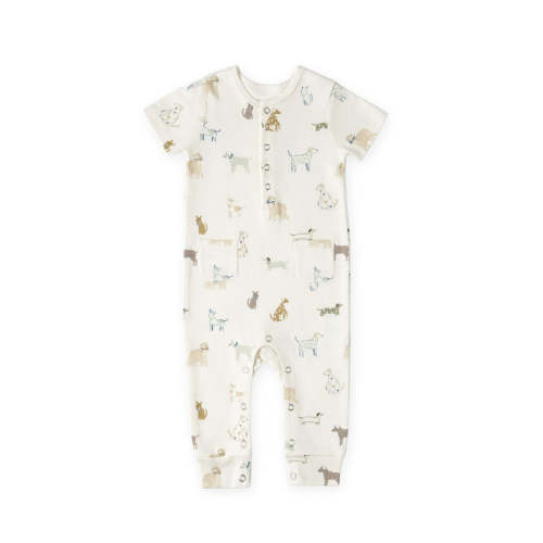 Short Sleeve Henley Romper - Dog Days