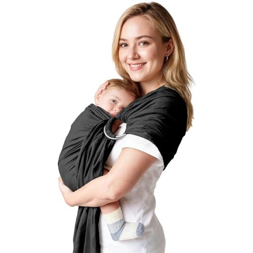 Baby Ring Sling Baby Carrier Newborn to Toddler Carrier (7-35 lbs), Baby Sling Carrier, Toddler Sling Carriers, Infant Wraps Carriers, Black