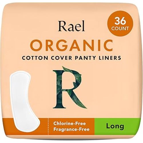 Rael Panty Liners for Women, Organic Cotton Cover - Long Pantiliners, Light Absorbency, Unscented, Chlorine Free (Long, 36 Count)
