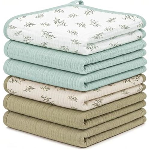 lulumoon Muslin Baby Washcloths 6pack: 100% Cotton Soft & Gentle on Skin