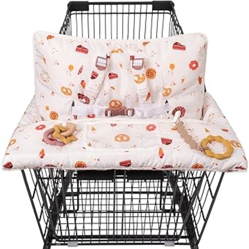 Shopping Cart Cover for Baby 2 in 1 High Chair Covers for Restaurant Comfortable Grocery Cart Seat Covers for Infant, Toddler Universal Suitable for Most Shopping Carts Machine Washable, Dessert