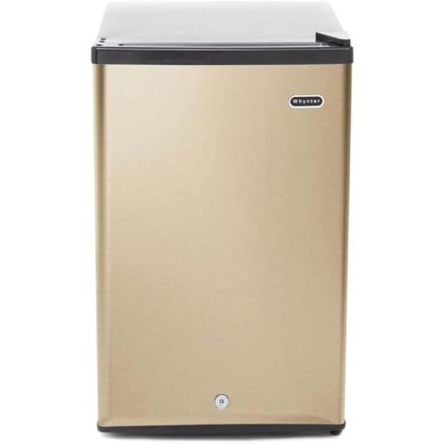 Whynter Upright Freezer with Lock, 2.1 Cu. Ft. Small Freezer Mini Freezer for Bedrooms, Dorms, Garages, Offices, CUF-210SSG, Rose Gold