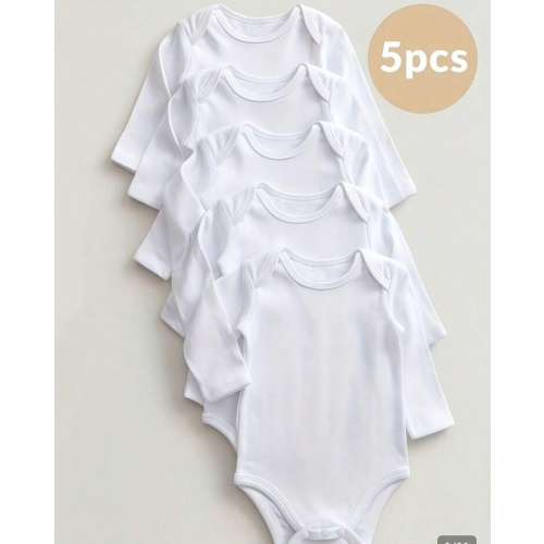 5-Piece White Triangular Jumpsuit - Long-Sleeved Button Design, Suitable For Both Men And Women, All-Season Home Wear, Machine Washable For Daily Wear, Simple And Comfortable Fabric, Essential For Nurseries, Preferred For Outdoor Leisure | SHEIN USA