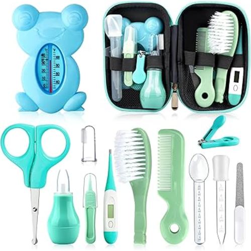 Baby Grooming Kit, Infant Safety Care Set with Hair Brush Comb Nail Clipper Nasal Aspirator,Baby Essentials Kit for Newborn Girls Boys