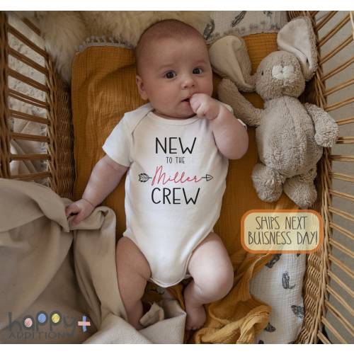 Personalized New to the Crew Baby Bodysuit: Custom Shower Gift