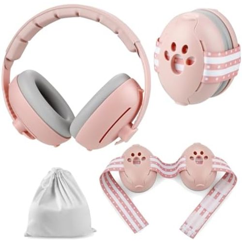 PandaEar Baby Ear Muffs, 2-in-1 Baby Ear Protection Noise Cancelling Headphones Ages 0-3 Years, Infant Hearing Protection