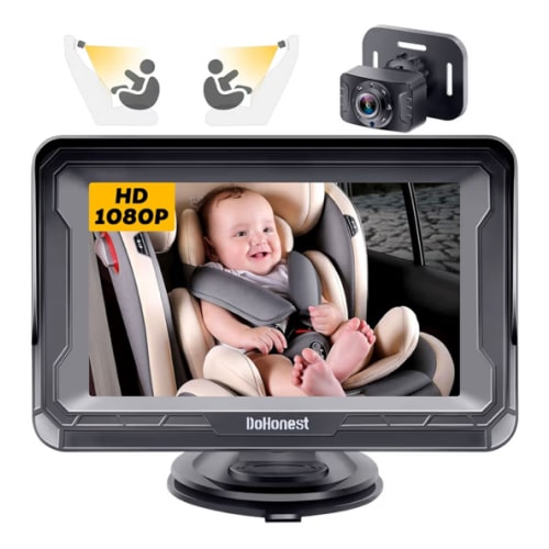 DoHonest Baby Car Camera HD 1080P - Rear-Facing Car Baby Monitor with Night Vision, Adjustable View Angle, Easy Setup, Anti-Glare Display, Safety for Kids & Infants