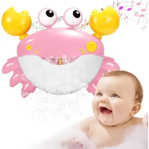 Baby Bath Toys Crab:Bubble Machine Bath Toy Crab Bath Bubble Maker,Blow Bubbles and Plays Children’s Songs,for Bath Toys Battery Operated(Pink)