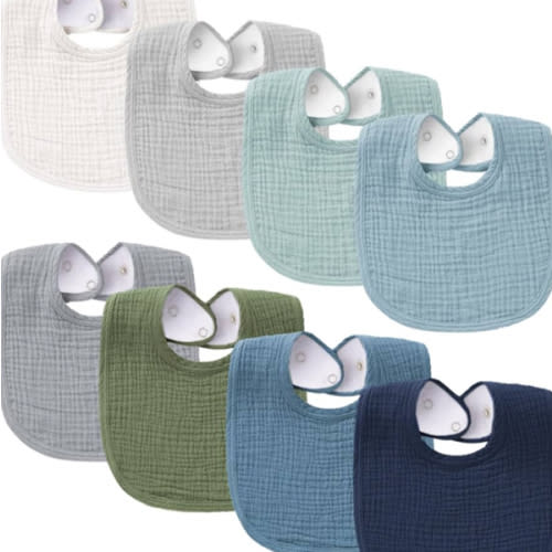 Konssy Muslin Baby Bibs 8 Pack Baby Bandana Drool Bibs Cotton for Unisex Boys and Girls, Soft Absorbent Set for Teething and Drooling