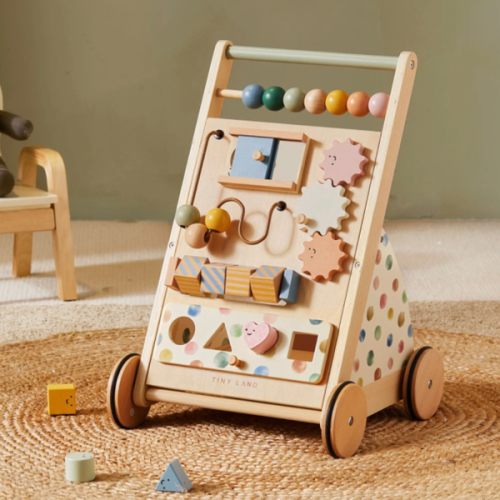 Tiny Land® Versatile Natural Wooden Baby Walker